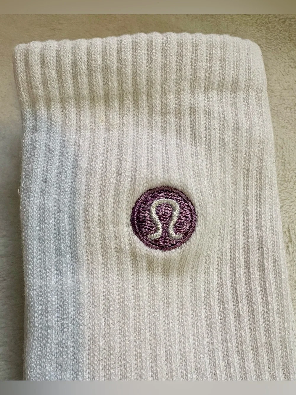 lululemon athletica White Socks with Purple Logo